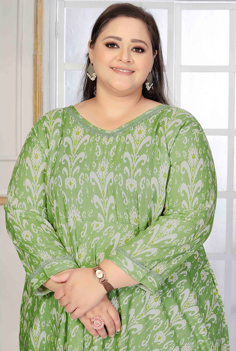 Monjolika Fashion Rayon Printed Light Green Designer Kurti - Distacart