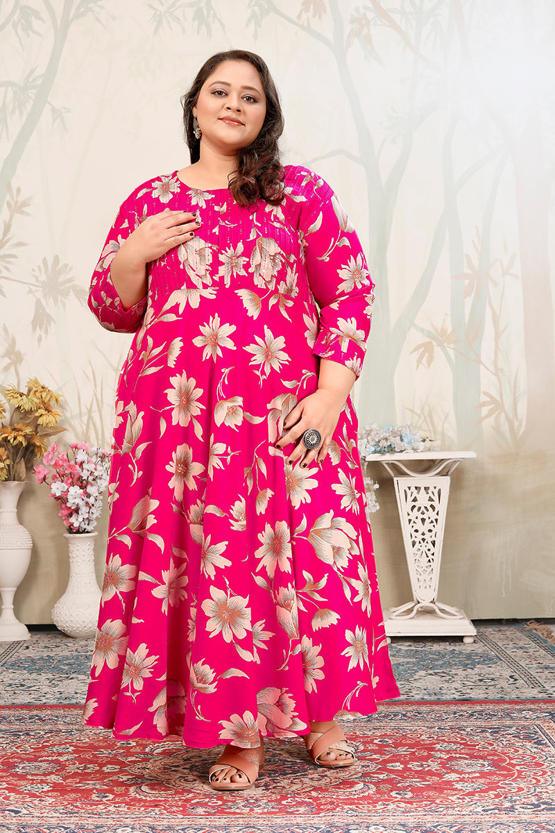 Monjolika Fashion Rani Pink Ceremonial Rayon Designer Kurti - Distacart