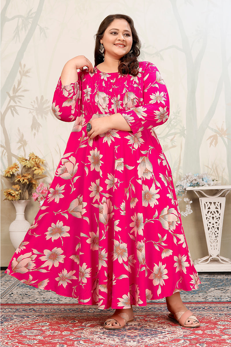 Monjolika Fashion Rani Pink Ceremonial Rayon Designer Kurti - Distacart