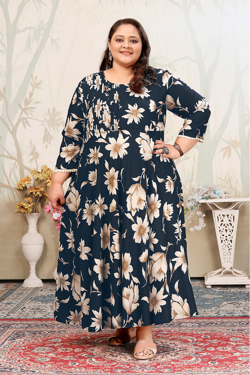 Monjolika Fashion Dark Teal Ceremonial Rayon Designer Kurti - Distacart