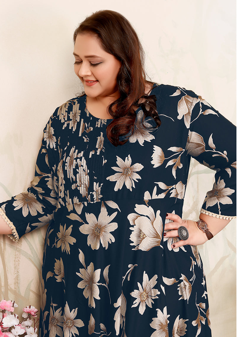 Monjolika Fashion Dark Teal Ceremonial Rayon Designer Kurti - Distacart