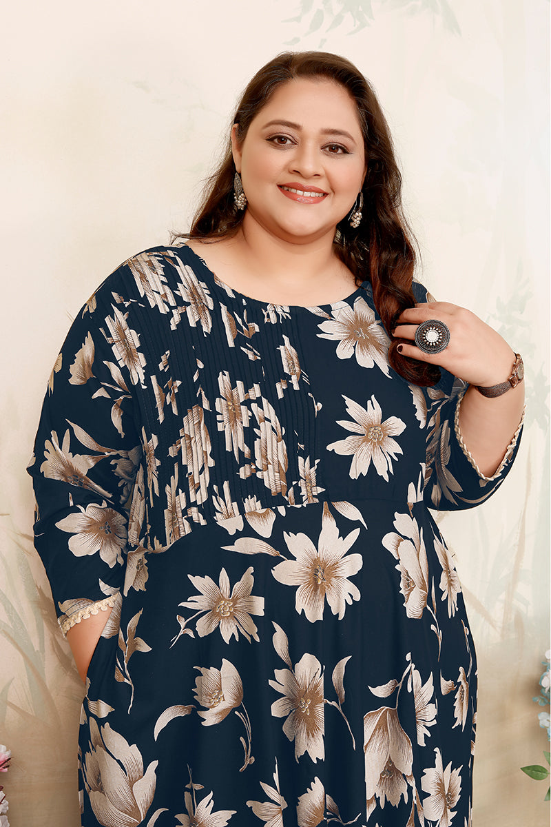 Monjolika Fashion Dark Teal Ceremonial Rayon Designer Kurti - Distacart