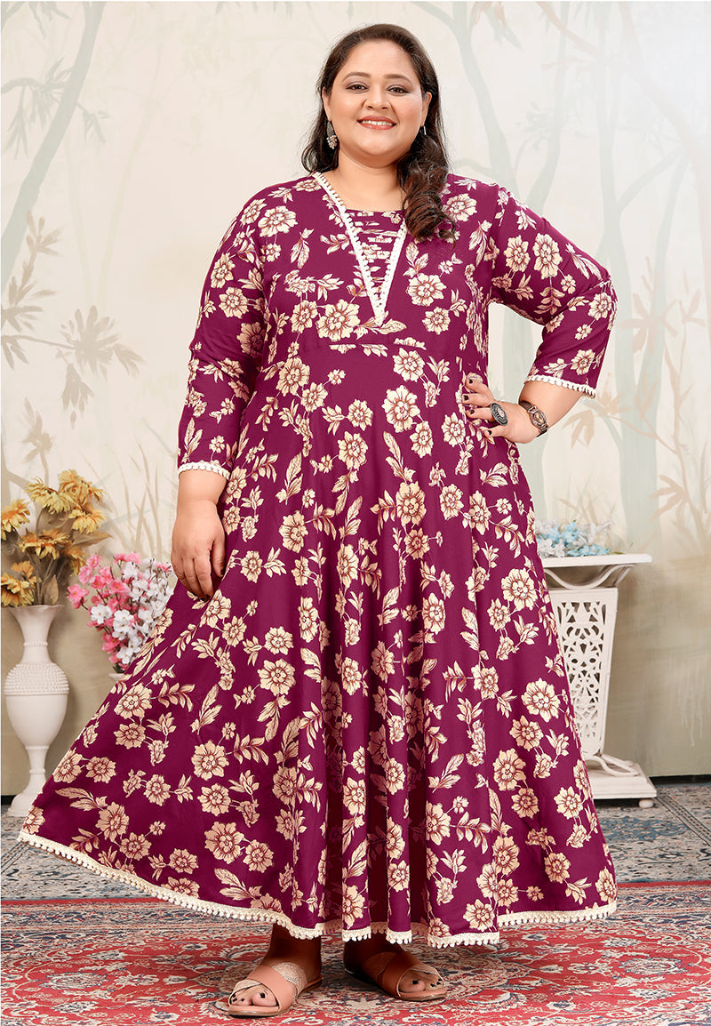 Monjolika Fashion Wine Ceremonial Rayon Designer Kurti - Distacart