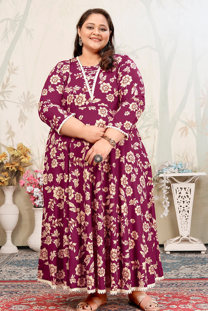 Monjolika Fashion Wine Ceremonial Rayon Designer Kurti - Distacart