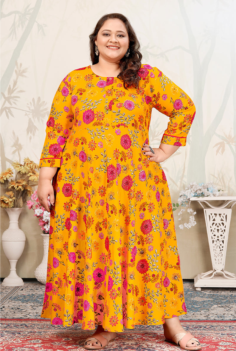 Monjolika Fashion Yellow Ceremonial Rayon Designer Kurti - Distacart