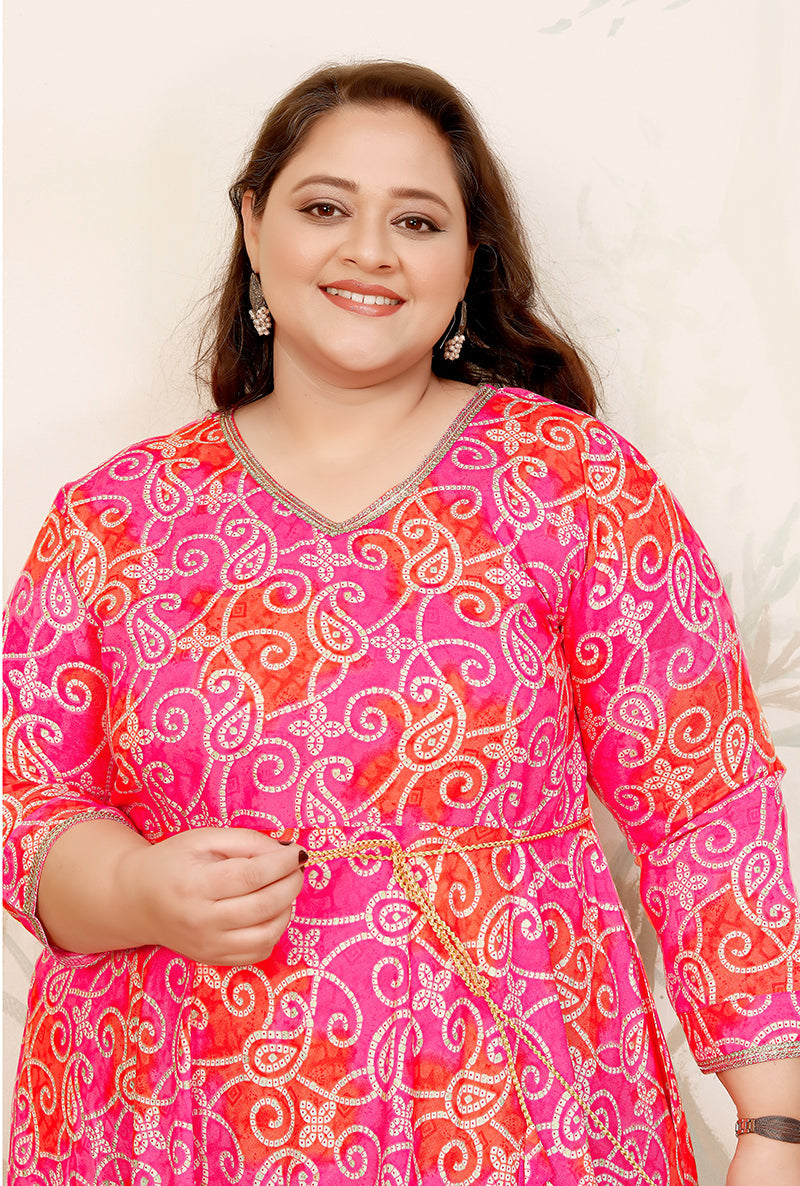 Monjolika Fashion Pink Ceremonial Rayon Designer Kurti - Distacart