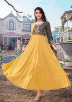 Monjolika Fashion Mustard Rayon Embroidered Designer Kurti - Distacart