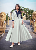 Monjolika Fashion Light Grey Rayon Embroidered Designer Kurti - Distacart