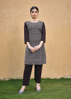 Monjolika Fashion Embroidered Georgette Straight Kurta Set In Coffee - Distacart