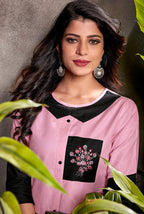 Monjolika Fashion Silk Embroidered Designer Kurti In Light Pink - Distacart