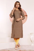 Monjolika Fashion Viscose Brown Buttons Party Wear Kurti For Party - Distacart