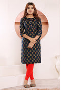 Monjolika Fashion Navy Blue Print Viscose Casual Kurti - Distacart