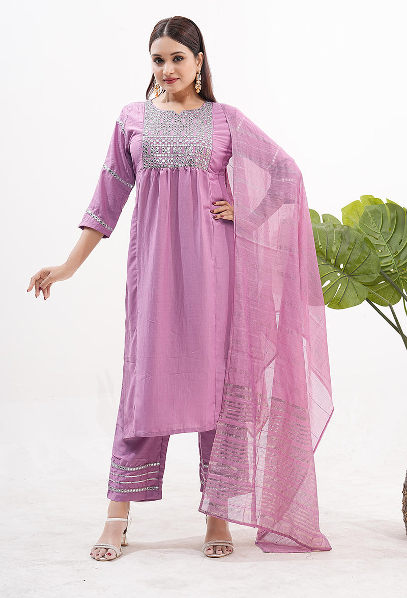 Monjolika Fashion Silk Embroidered Pink Readymade Salwar Kameez - Distacart