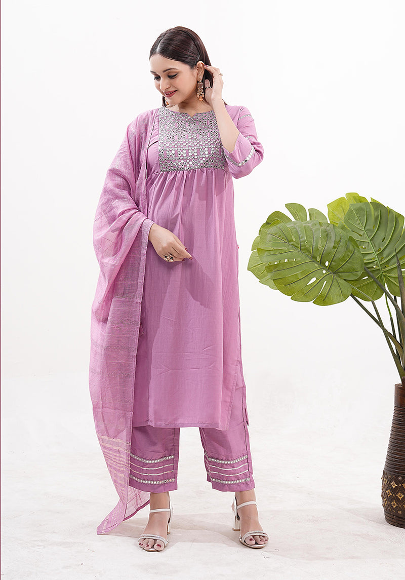Monjolika Fashion Silk Embroidered Pink Readymade Salwar Kameez - Distacart