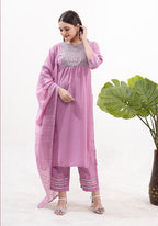 Monjolika Fashion Silk Embroidered Pink Readymade Salwar Kameez - Distacart