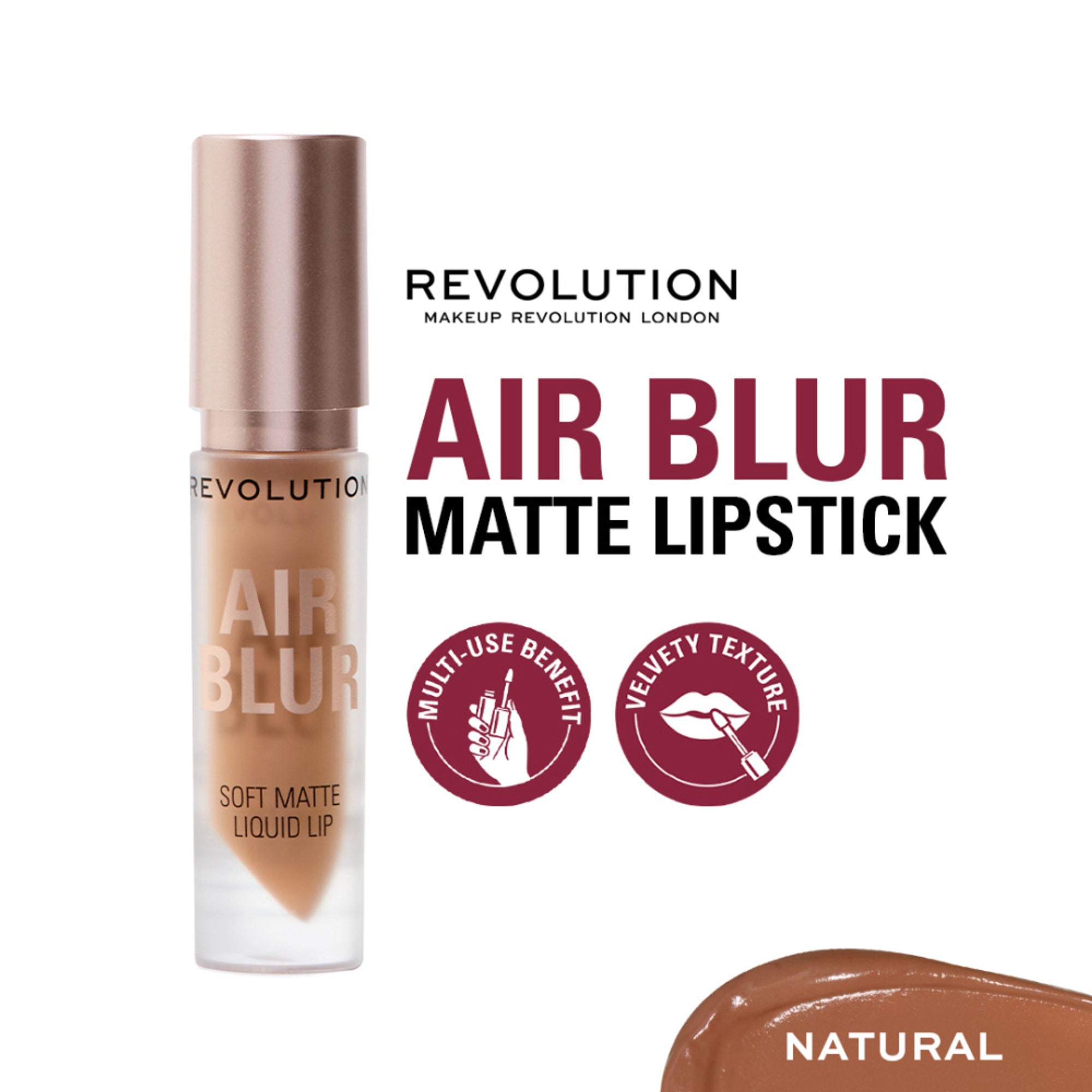 Makeup Revolution Air Blur Matte Liquid Lipstick - Natural