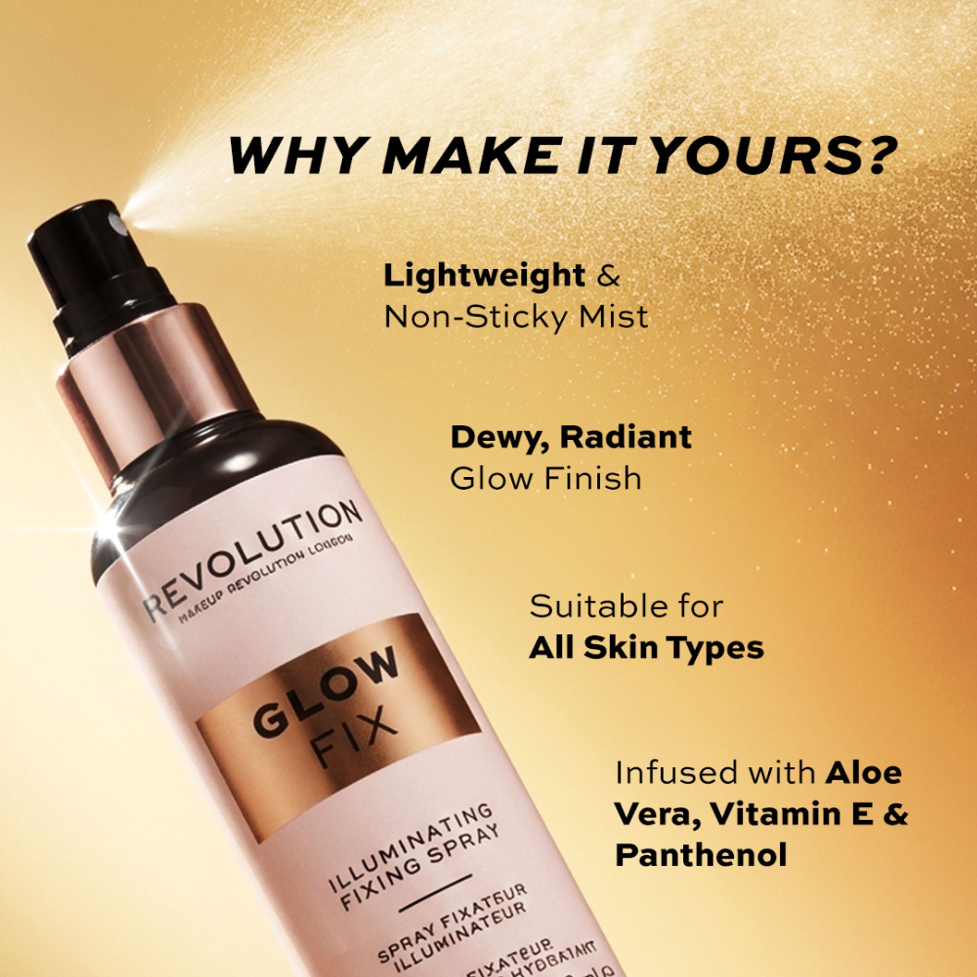 Makeup Revolution Glow fix Illuminating Fixing Spray - Distacart