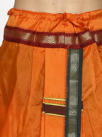 Sethukrishna Men Orange Solid Readymade Dhoti Pants With Angavastram - Distacart