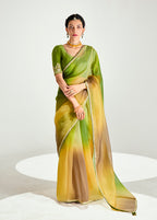 Monjolika Fashion Multi Colour Organza Tissue Sequins Embroidery Handwork Wedding Wear Saree