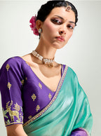 Monjolika Fashion Multi Colour Organza Tissue Sequins Embroidery Handwork Wedding Wear Saree