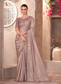 Monjolika Fashion Beige Color Embroidery Work Shimmer Silk Party Wear Saree - Distacart