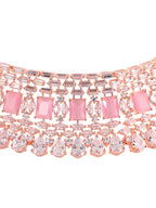 Saraf RS Jewellery Rose Gold-Plated & Pink AD Studded Handcrafted Jewellery Set - Distacart