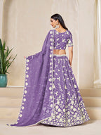 Monjolika Fashion Light Purple Embroidered Crush Organza Lehenga Choli - Distacart