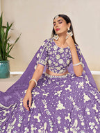 Monjolika Fashion Light Purple Embroidered Crush Organza Lehenga Choli - Distacart