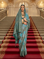Monjolika Fashion Multi Color Satin Weaving Print Classic Saree
