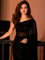 Sangria Black Sequinned Embellished Saree - Distacart