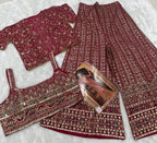 Anaita Magenta Georgette Stitched 3 Piece Set With Embroidery Zarkan Work - Distacart