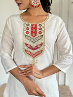 The52 Embroidered Viscose blend Fabric Straight Kurta, Pant and Dupatta Set - Distacart