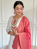 The52 Embroidered Viscose blend Fabric Straight Kurta, Pant and Dupatta Set - Distacart