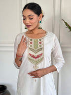 The52 Embroidered Viscose blend Fabric Straight Kurta, Pant and Dupatta Set - Distacart