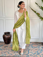 The52 Embroidered Viscose blend Fabric Straight Kurta, Pant and Dupatta Set - Distacart