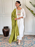 The52 Embroidered Viscose blend Fabric Straight Kurta, Pant and Dupatta Set - Distacart