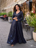 Anaita Grey Georgette Stitched Shrug Suit With Embroidered Sequins Work - Distacart