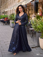 Anaita Grey Georgette Stitched Shrug Suit With Embroidered Sequins Work - Distacart