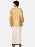 Sethukrishna Men Cream Solid Double Layer Readymade Veshti With Pocket - Distacart