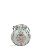 Masq Women Green & Silver-Toned Embellished Potli Clutch - Distacart
