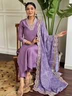 The52 Viscose Silk Fabric work Straight cut Kurta, Pant and Dupatta Set - Distacart
