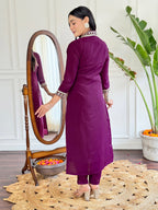 The52 Viscose Silk Fabric work Straight cut Kurta, Pant and Dupatta Set - Distacart