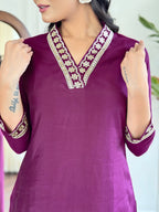 The52 Viscose Silk Fabric work Straight cut Kurta, Pant and Dupatta Set - Distacart