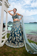 House of Panchhi Teal Padded Colour Georgette Sequins & Zarkan Embroidery Lehenga Choli & Dupatta