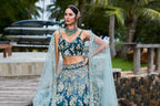 House of Panchhi Teal Padded Colour Georgette Sequins & Zarkan Embroidery Lehenga Choli & Dupatta