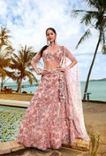 House of Panchhi Coral Net Sequins And Thread Embroidery Lehenga Choli & Dupatta