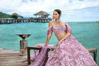 House of Panchhi Mauve Organza Sequins & Zarkan Embroidery Lehenga Choli & Dupatta