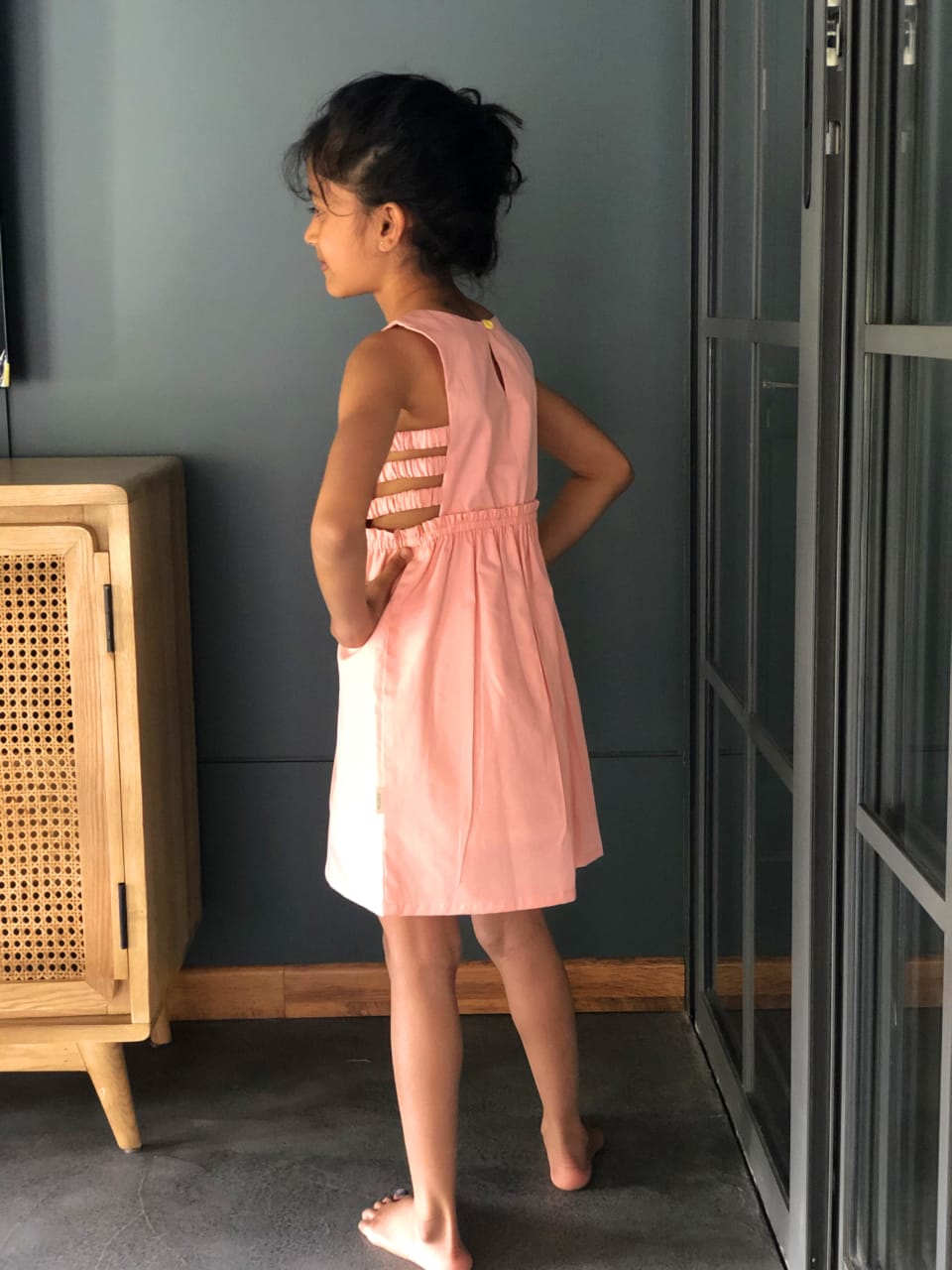 ArthLife Peach Pineapple Embroidered Dress
