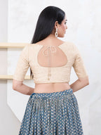 Joban Fashion Cream Tissue Elbow Sleeveless Front Open Blouse
