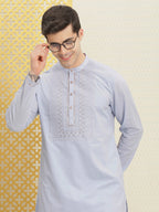 House of Pataudi Jashn Pure Cotton Yoke Design Sequinned Kurta